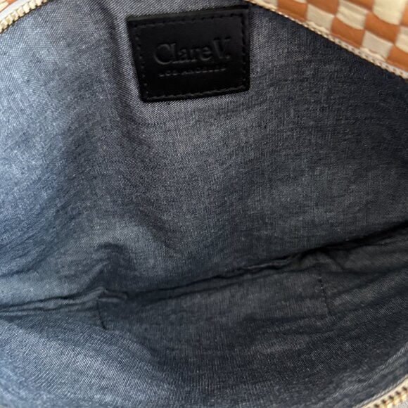 CLARE V GRANDE FANNY BAG TAN CREAM CHECKER - Picture 4 of 5